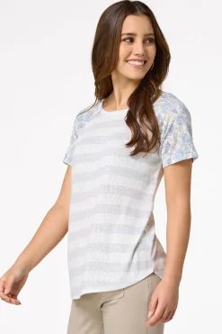Cato Mixed Print Crossed Back Top> Tops