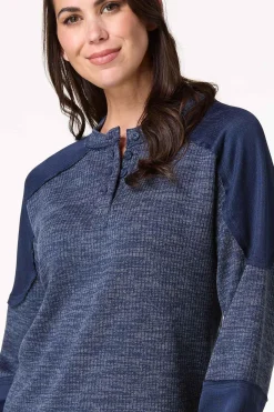 Cato Mixed Waffle Henley Top><noscript><img width=