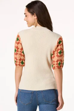 Cato Multi Crochet Sleeve Sweater> Sweaters