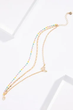 Cato Multi Row Beaded Butterfly Anklet> Anklets