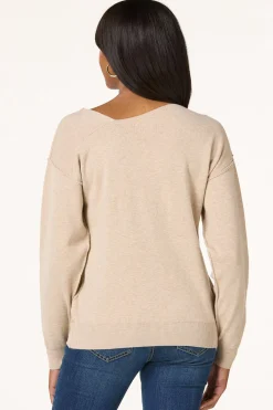Cato Natural Asymmetrical V- Neck Sweater> Sweaters