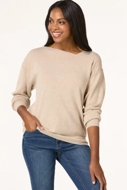 Cato Natural Asymmetrical V- Neck Sweater><noscript><img width=