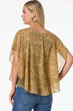 Cato Natural Floral Wood Bead Capelet> Tops