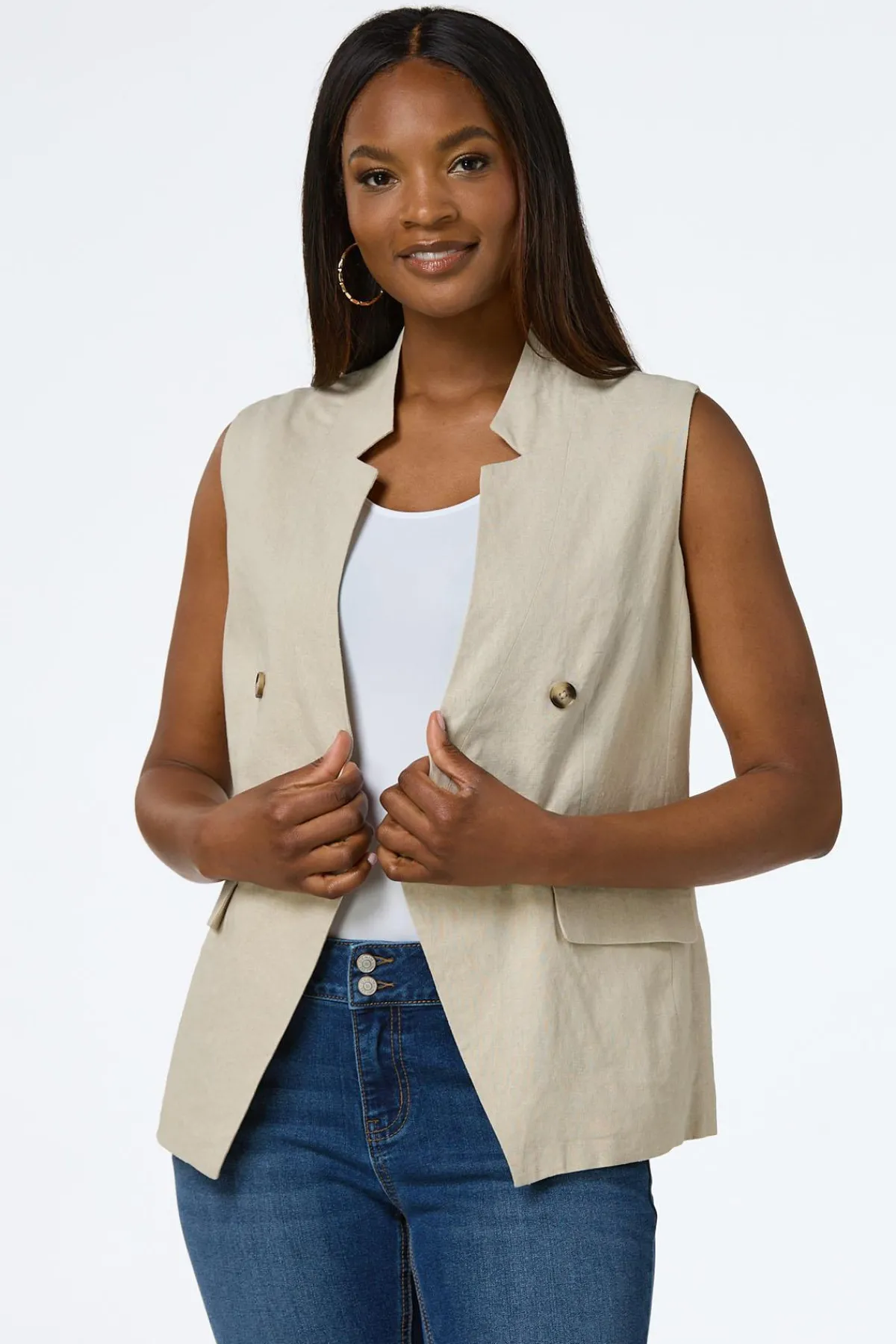 Cato Natural Linen Vest> Suiting|Jackets & Vests