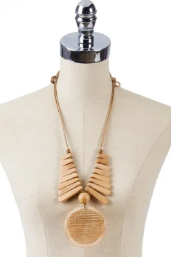 Cato Natural Wood Adjustable Pendant Necklace> Necklaces