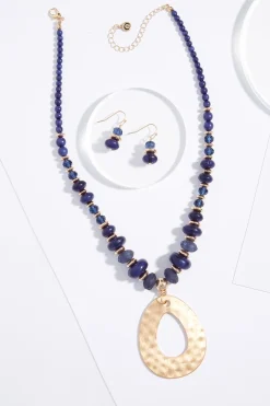 Cato Navy Bead Ring Pendant Necklace Set> Sets|Necklaces