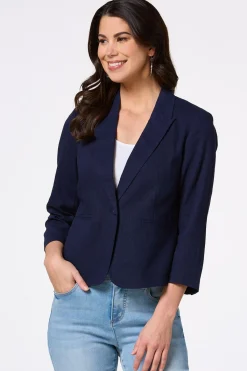 Cato Navy Linen Blazer><noscript><img width=