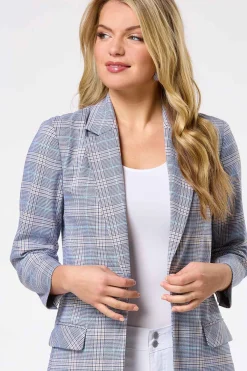 Cato Navy Plaid Blazer><noscript><img width=
