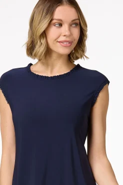 Cato Navy Ruffled Trim Dress><noscript><img width=