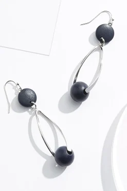 Cato Navy Wood Ball Wire Earrings> Earrings