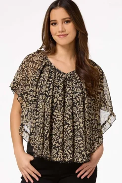 Cato Neutral Floral Capelet> Tops