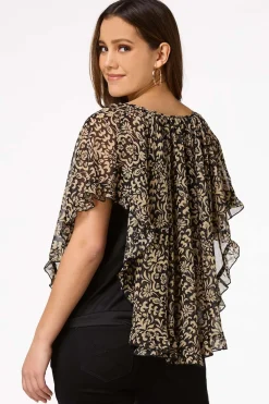 Cato Neutral Floral Capelet> Tops