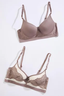 Cato Neutral Lace Push- Up Bra Set> Intimates