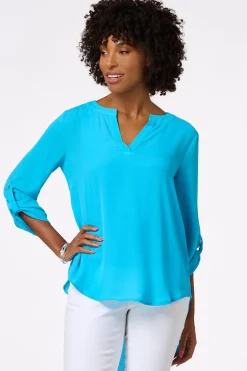 Cato Notched V- Neck Top><noscript><img width=