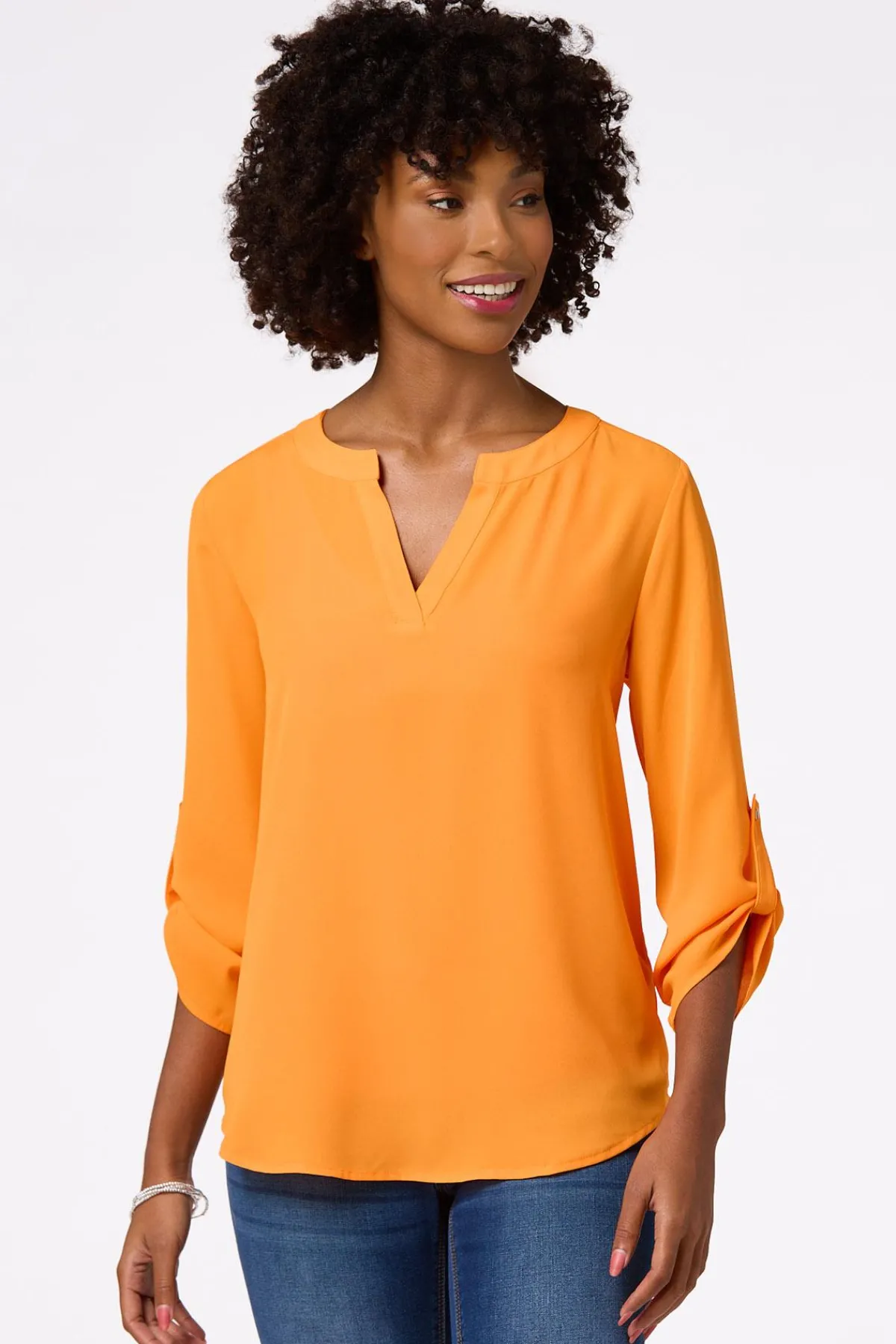 Cato Notched V- Neck Top> Tops