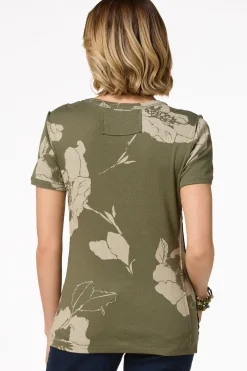 Cato Olive Floral Top> Tops