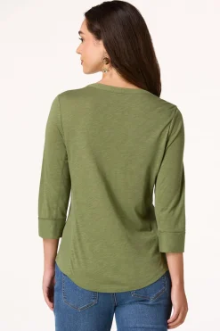 Cato Olive Front Pocket Top> Tops