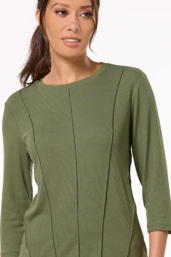 Cato Olive Seamed Top><noscript><img width=