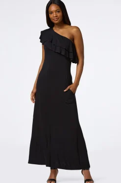 Cato One Shoulder Ruffled Maxi Dress> Dresses