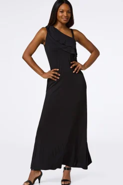 Cato One Shoulder Ruffled Maxi Dress><noscript><img width=