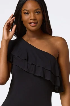 Cato One Shoulder Ruffled Maxi Dress><noscript><img width=