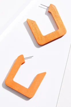 Cato Open Square Wood Earrings> Earrings