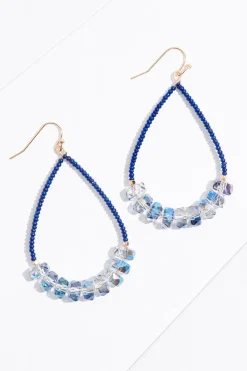 Cato Open Tear Blue Bead Earrings> Earrings