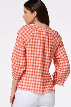 Cato Orange Check Top> Tops