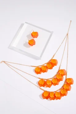 Cato Orange Petal Necklace Set> Sets|Necklaces