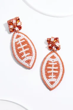 Cato Orange Seed Bead Football Earrings> Earrings
