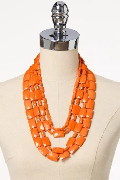Cato Orange Square Layered Necklace Set> Sets|Necklaces