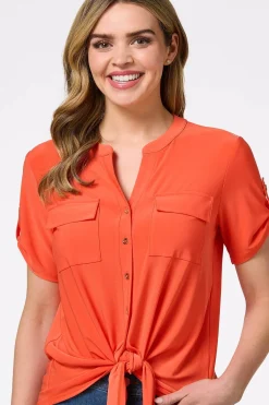Cato Orange Tie Front Top><noscript><img width=