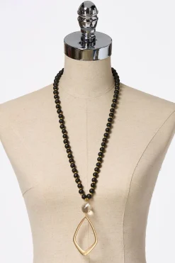Cato Painted Wood Diamond Pendant Necklace> Necklaces