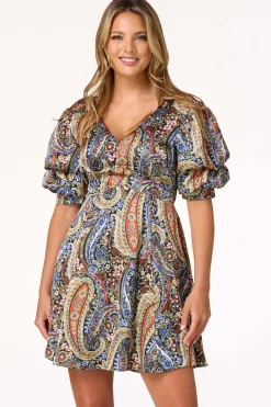 Cato Paisley Bubble Sleeve Dress> Dresses