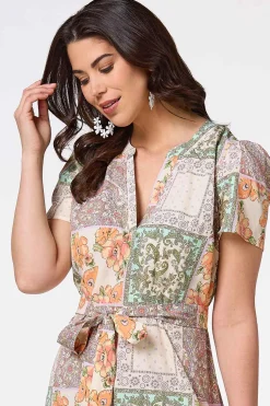 Cato Paisley Patch Tie Waist Dress><noscript><img width=