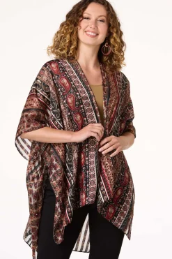 Cato Paisley Stripe Pattern Kimono> Cover Ups|Tops
