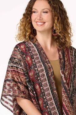 Cato Paisley Stripe Pattern Kimono><noscript><img width=