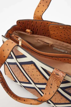 Cato Patchwork Faux Leather Satchel><noscript><img width=