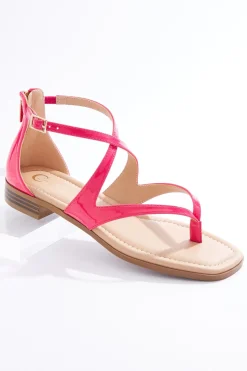 Cato Patent Pink Strappy Thong Sandals> Sandals|Flats