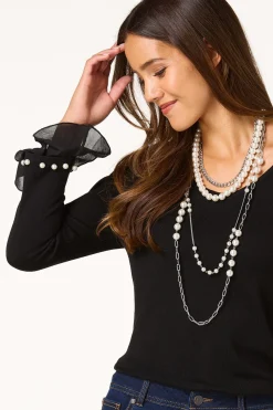 Cato Pearl Bell Sleeve Sweater><noscript><img width=