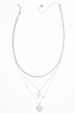 Cato Pearl Cross Heart Charm Necklace> Inspirational|Necklaces