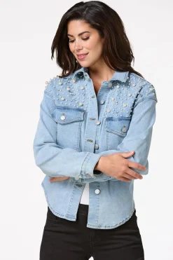 Cato Pearl Denim Shacket><noscript><img width=