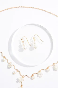 Cato Pearl Detail Long Necklace Set><noscript><img width=