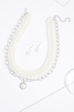 Cato Pearl Layered Chain Necklace Set> Sets|Necklaces