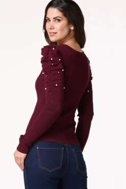 Cato Pearl Puff Sleeve Sweater> Sweaters