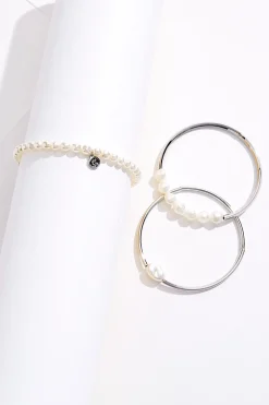 Cato Pearl Silver Stretch Bracelet Set> Bracelets
