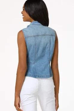 Cato Peplum Faded Denim Vest> Jackets & Vests|Jeans