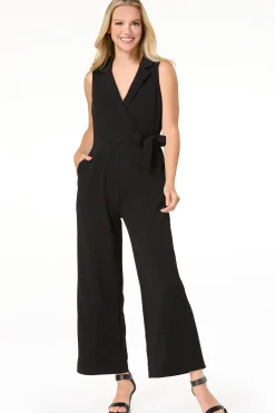 Cato Petite Collared Tie Waist Jumpsuit> Petites|Dresses
