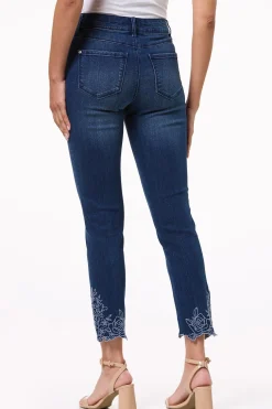 Cato Petite Embroidered Hem Ankle Jeans> Petites|Jeans
