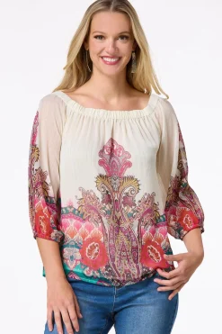 Cato Petite Floral Lurex Stripe Top><noscript><img width=